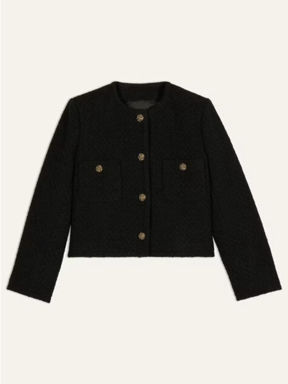 ba&sh Meredith Classic Black Bouclé Button-Front Jacket